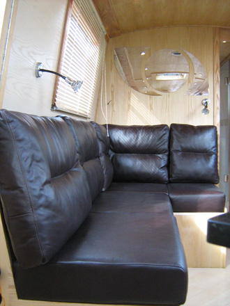 Leather upholstery on narrow boat
